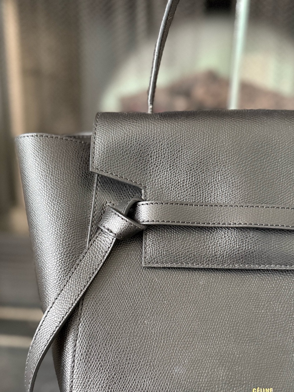 Source Unknown Black Textured Leather Satchel with Top Handle w/sling
